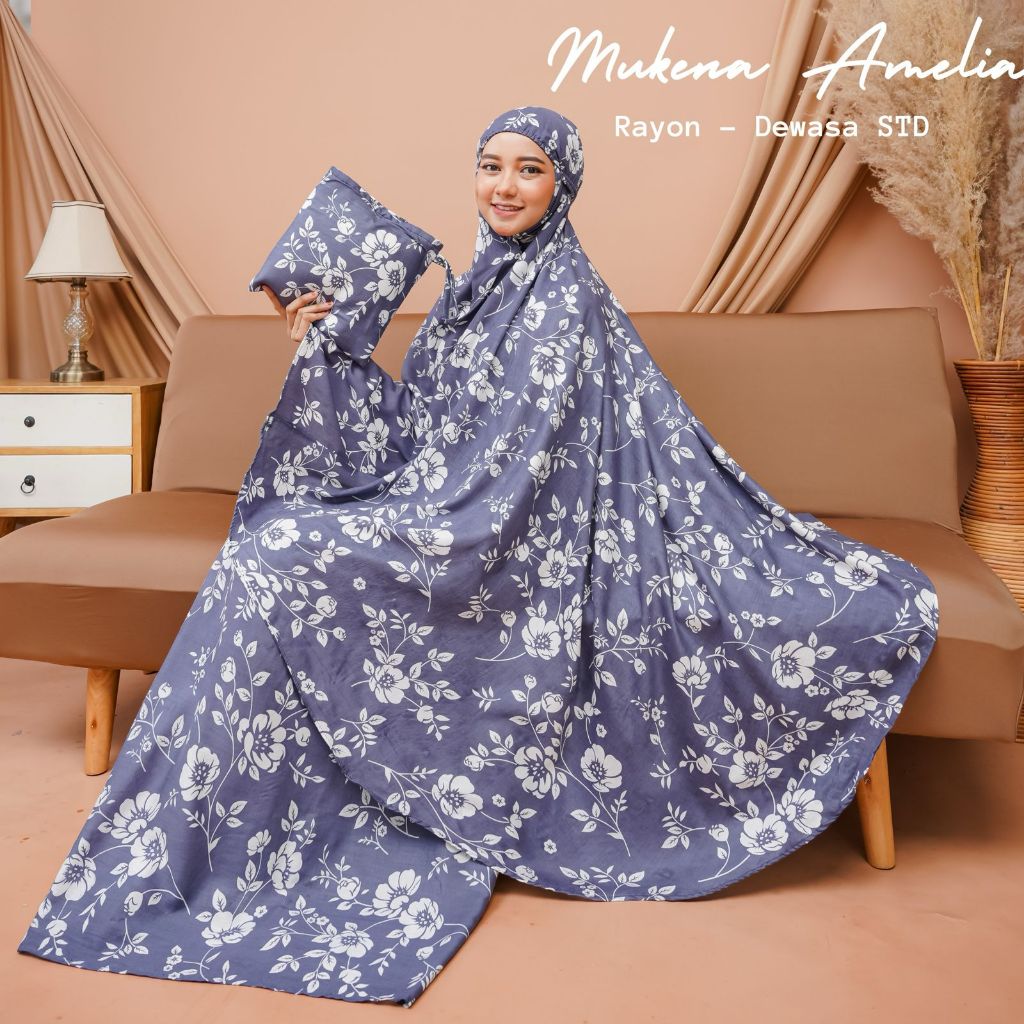 Mukena dewasa TERBARU AMELIA size standart bahan rayon premium elegan dingin lembut
