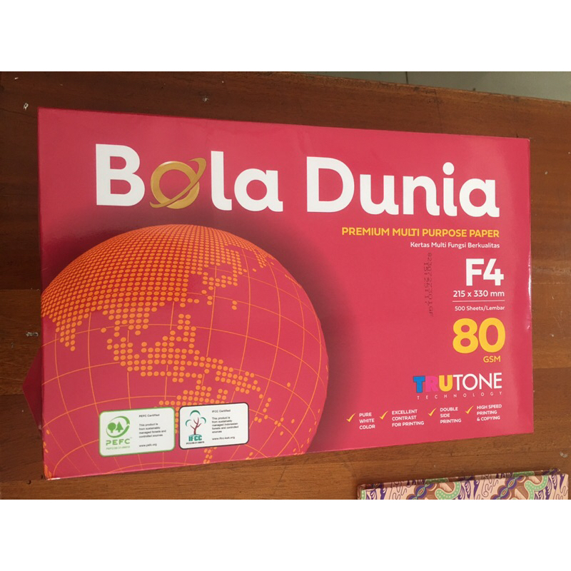 

Kertas HVS Bola dunia 80gram isi 1rim