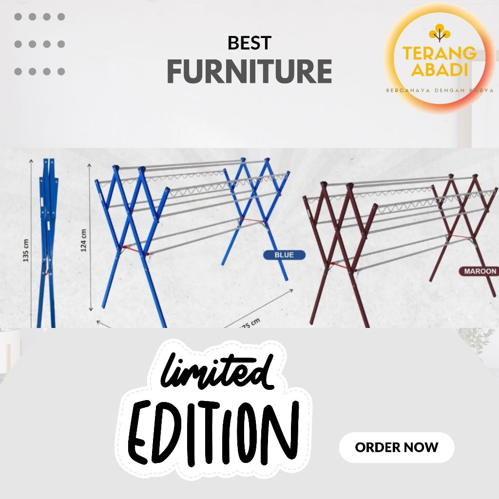 [PROMO] Rak Jemuran Alumunium Tiang Tebal/ Rak Jemuran Stainless Jumbo/  Rak Baju besar JUMBO