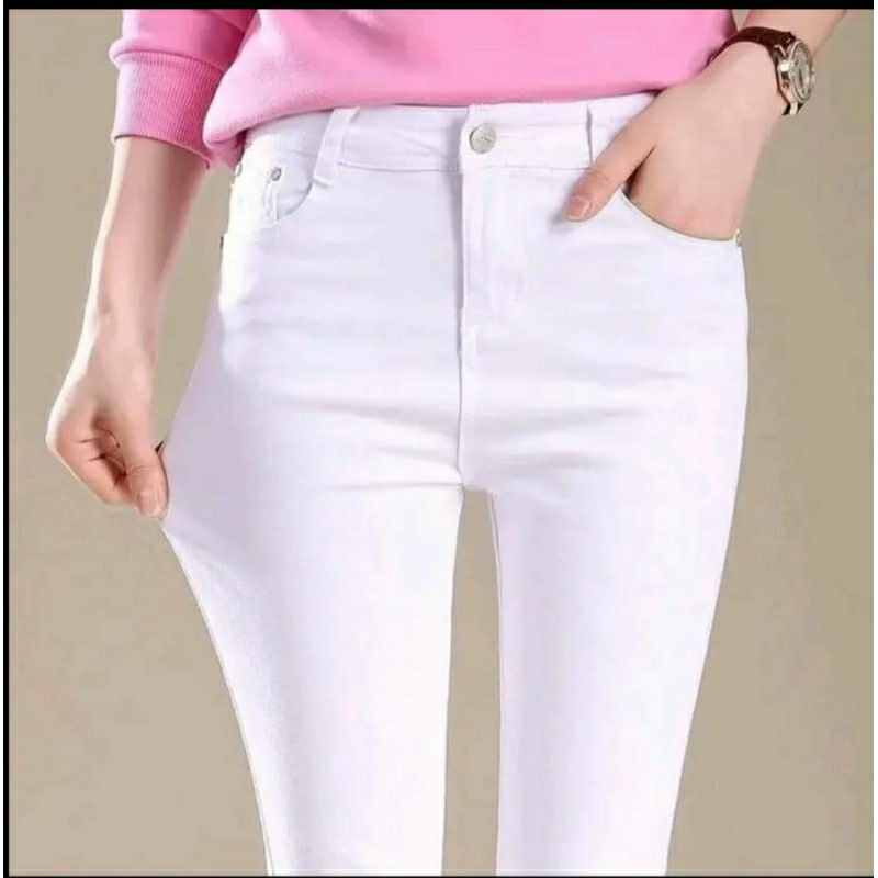 CELANA JEANS PUTIH WANITA - CELANA PUTIH CEWEK SKINKY KEKINIAN
