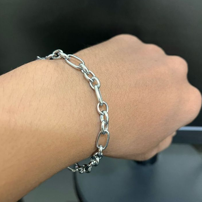 Gelang Tangan Pria Rantai Nuri Besar Kecil Lebar 3,5mm Titanium Tahan Karat Tidak Mudah Luntur Breck