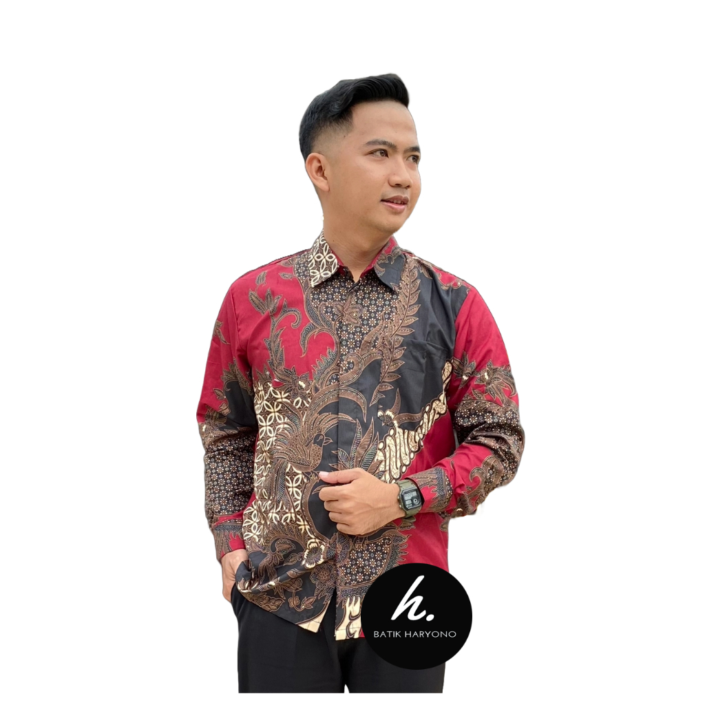 BATIK HARYONO Baju Pria Dewasa Kemeja Lengan Panjang JK01-Marun