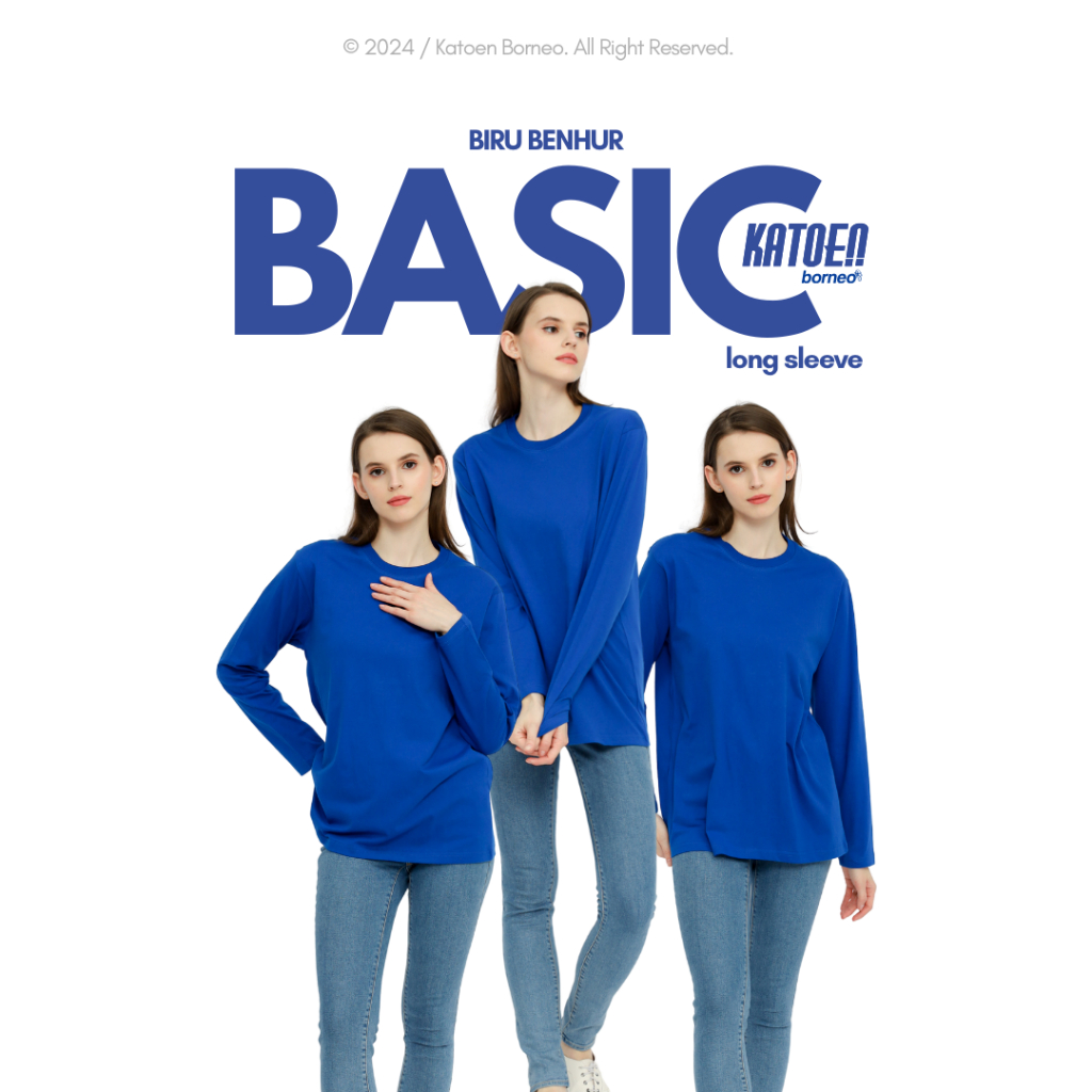 Kaos Polos Biru Benhur Panjang 24s Premium