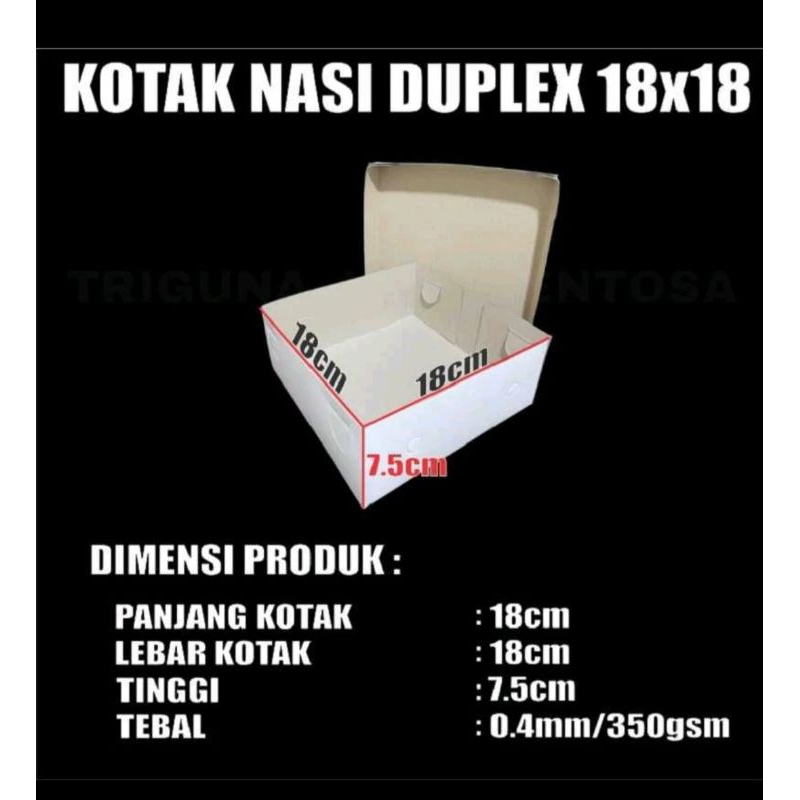 

Kotak nasi / dus catering 18x18.@1 pack isi 50 pcs.