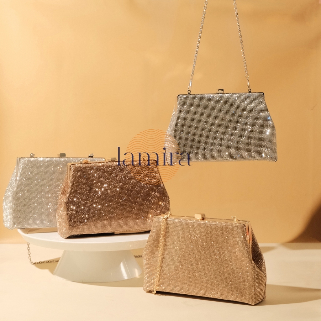 Tas Pesta Import Wanita Hadiah Sangjit Seserahan Glitter Mewah HandBag