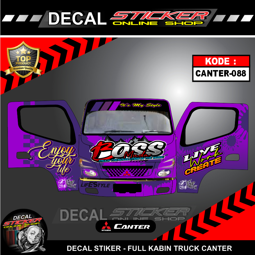 STIKER MOBIL TRUK MITSUBISHI CANTER DECAL PRINT TRUCK FULL KABIN KEREN - CANTER