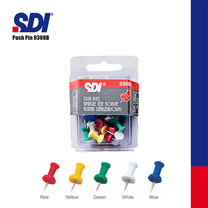 

SDI 0308B Coloured Push Pin / Paku Push Berwarna 25pcs