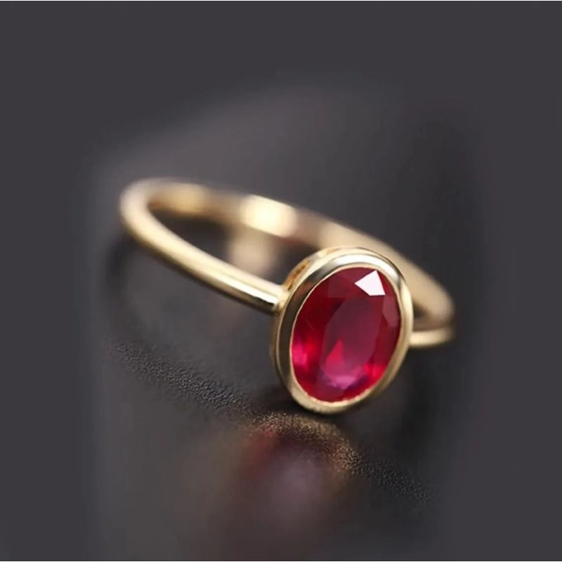 cincin ruby pigeon bold emas 14k 585 sertifikat memo