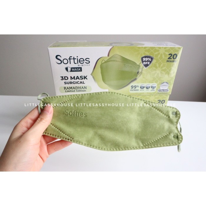 Mask KF94 Hijau Masker 3D Softies 4ply Limited Edition Hijau Sage KF94