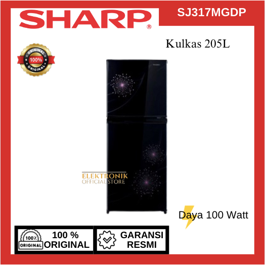 SHARP KULKAS 2 PINTU SJ317MGDP 205 L/SJ-317MGDP/SJ 317MDGP/SJ317MGDP/100% ORIGINAL /GARANSI RESMI