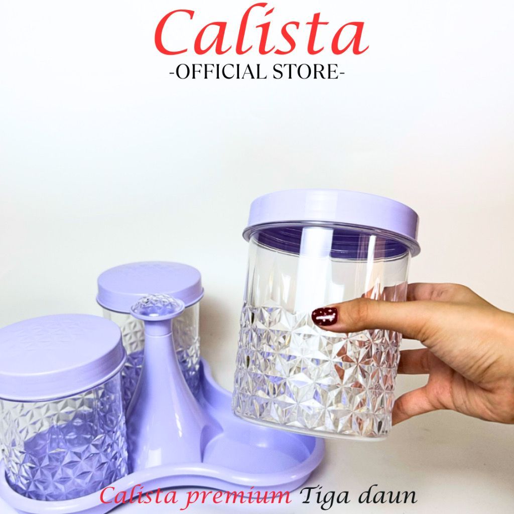 Toples kristal 3 daun tempat kue kering toples kue lebaran natalan toples kue
