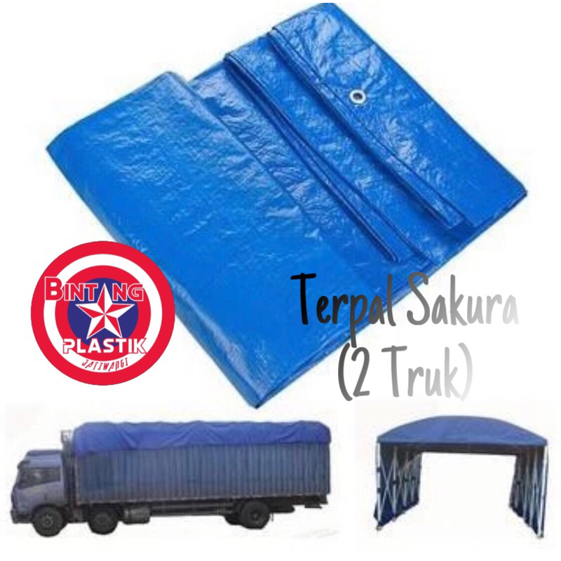 TOP QUALITY TERPAL PLASTIK SAKURA (2 Truk) SNI UKURAN 4x5 4x6 4x7 4x8 METER FULL BIRU SILVER ORANGE 