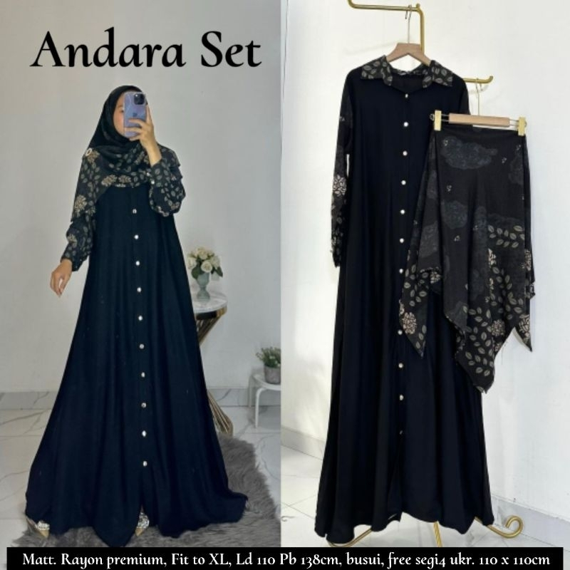 andara set/teressa set/gamis set hijab/dresss motif/kekinian dan terbaru