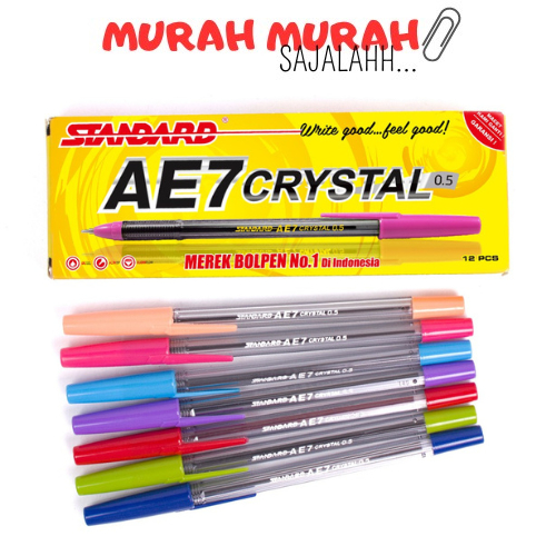 

Standard Pen - AE7 Crystal 0.5 Isi 12 pcs ( Pulpen, Pena, Ballpoint ) / Standard AE7 Crystal Hitam Per Pack