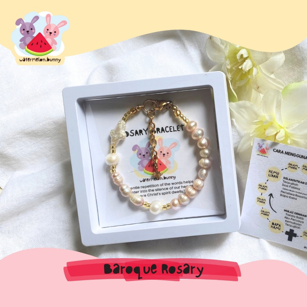 Gelang Rosario Mutiara Baroque Kokot Stainless hypoallergenic rosary