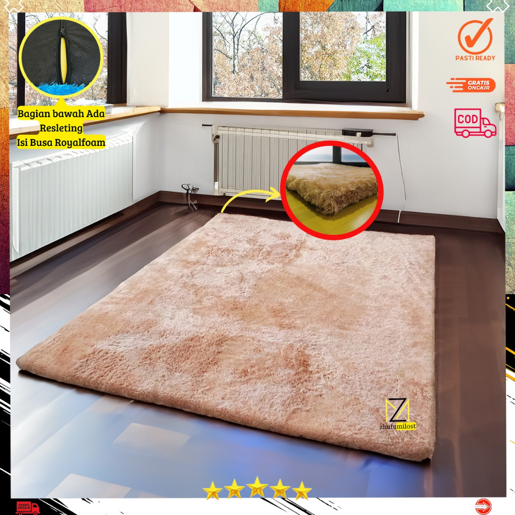 Karpet Bulu Rasfur Polos 200x150x4.5cm / Karpet Bulu Empuk / Karpet  premium/ Kasur Lantai