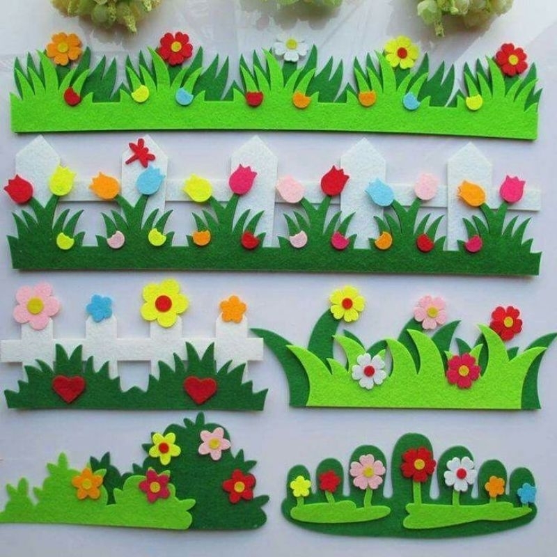 hiasan kelas rumput bunga flanel