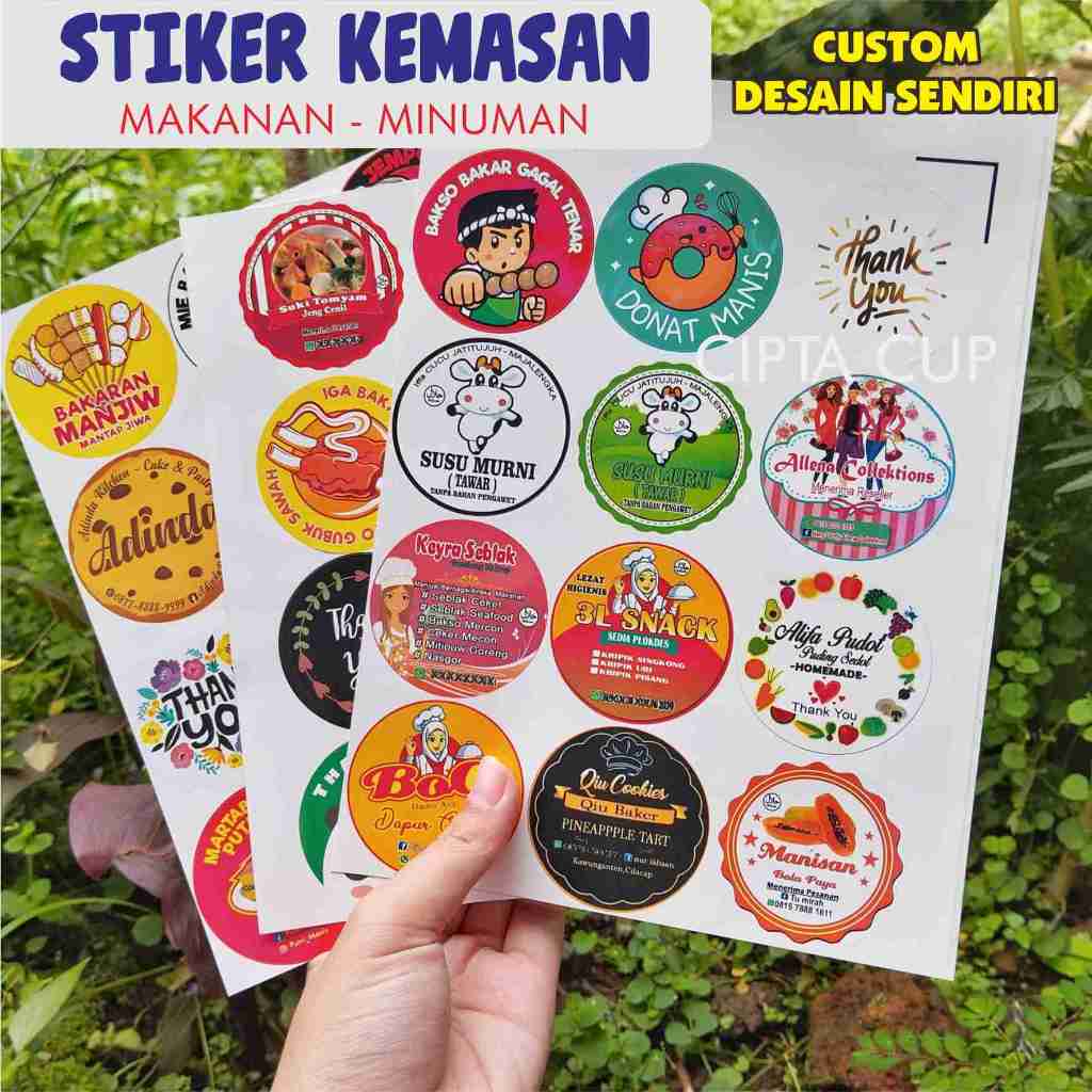 

stiker label kemasan snack makanan minuman CUSTOM