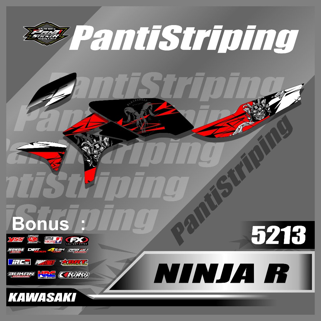 Stiker Striping Motor Ninja R Ori Kawasaki List Variasi - sticker Stiker Standar Ninja R Desain BLAC