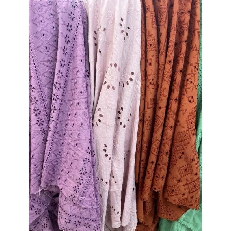 Bahan Katun Bordir/Kain Katun Bolong/Bahan Cotoon Bordir Bolong/Katun Full Bordir/full Katun/COD
