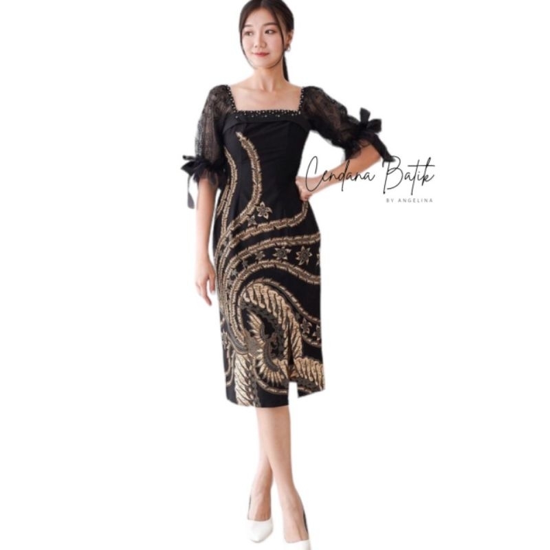 Dress Batik Katun Pesta / Dress Batik Katun Sabrina Modern / Dress Batik Katun Modern / Dress Batik 