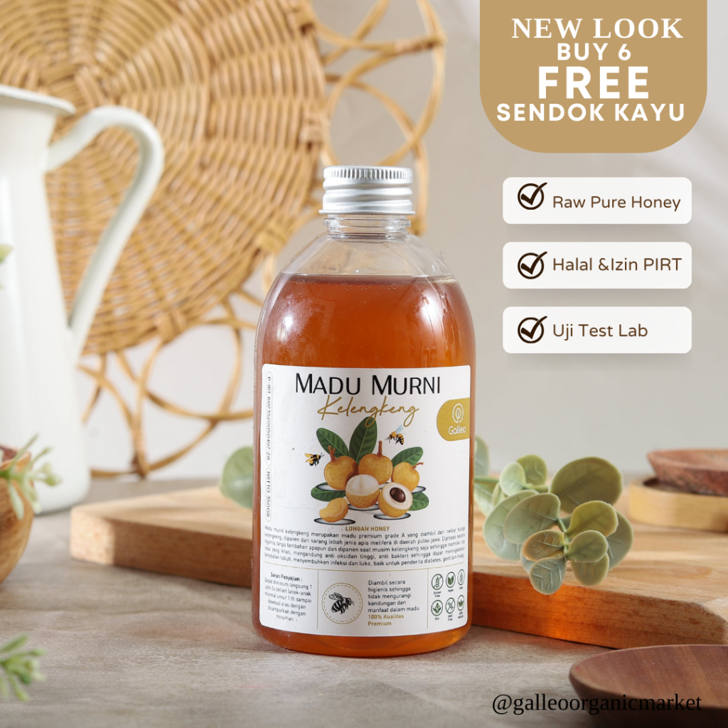 

Galleo Madu Murni Kelengkeng Longan 350 GR Premium Raw Honey
