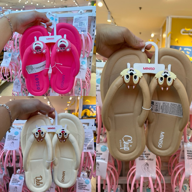 Official BALI MINISO Sandal Jepit / Flip Flop Disney Chip n Dale / Lotso / Alien / Stitch / Lilo & S