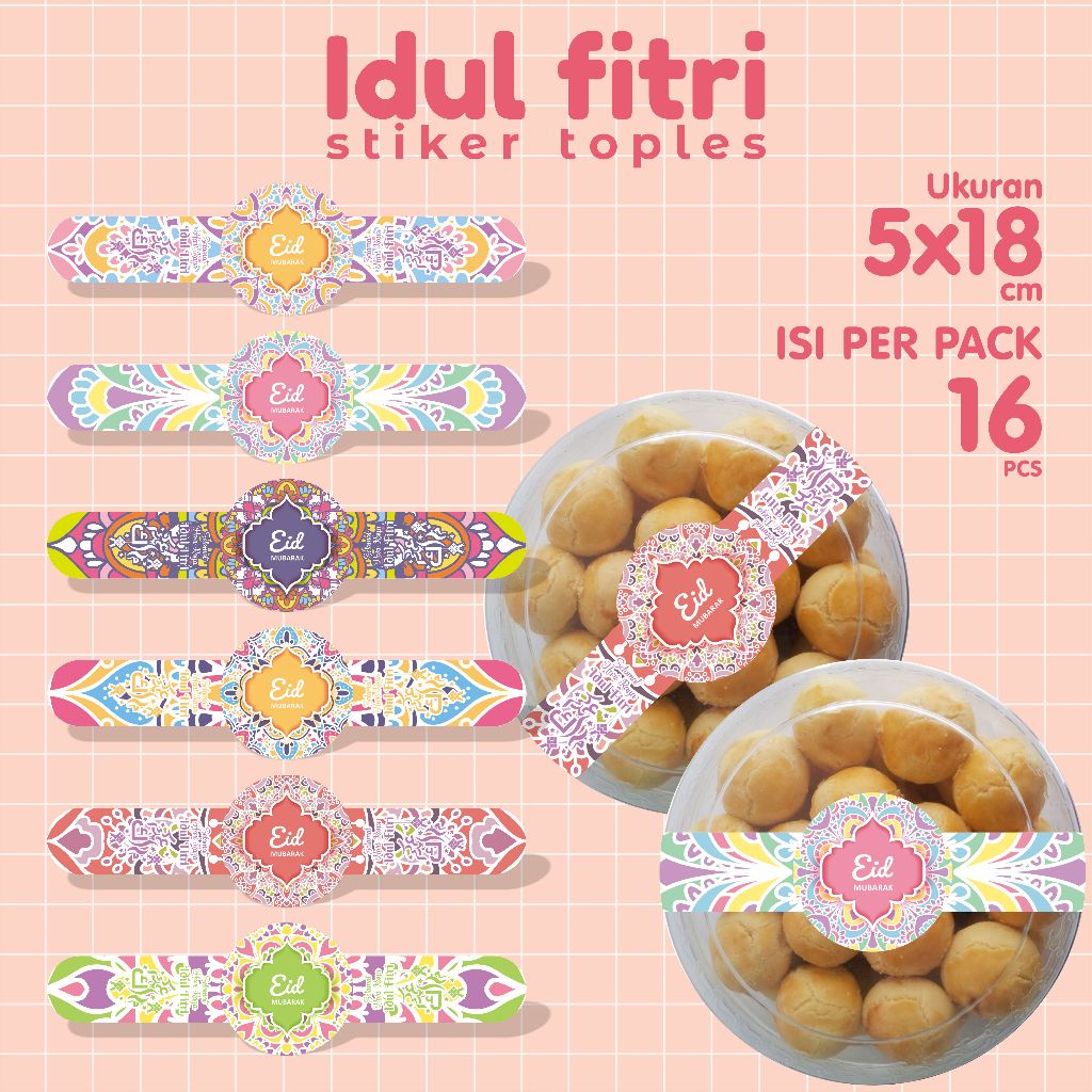 

Stiker Toples Idul Fitri - stiker toples kue kering - sticker hampers ramadhan