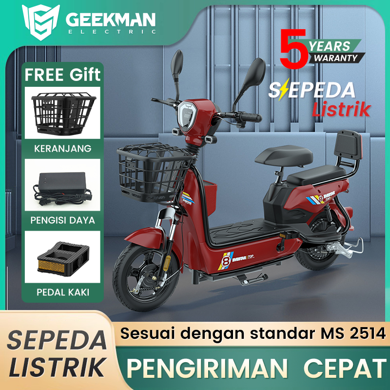 GEEKMAN Sepeda Listrik Sepeda Motor Listrik Dengan Pedal