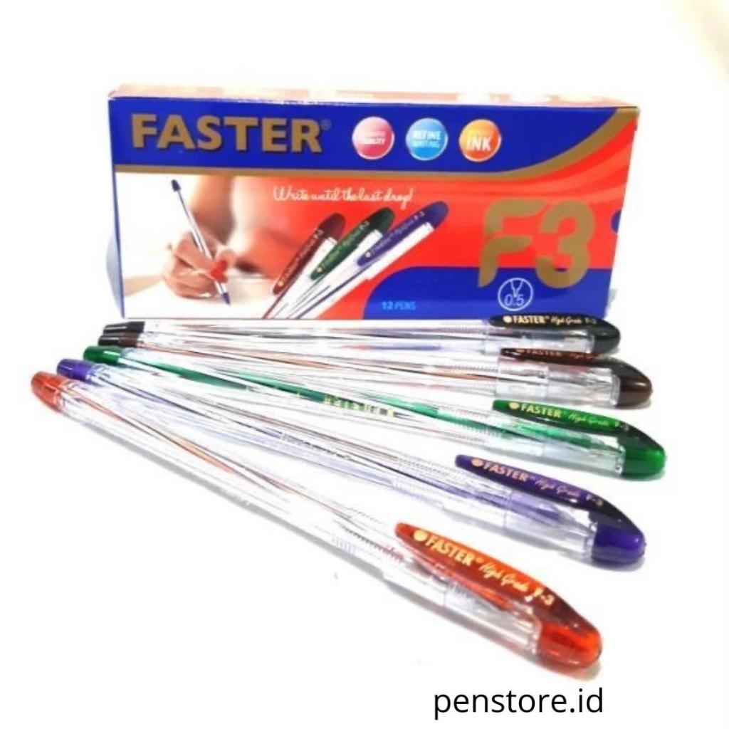 

(pcs) Pulpen Faster F3 0.5 Hitam / Ballpoint / Bolpen Faster sekolah murah