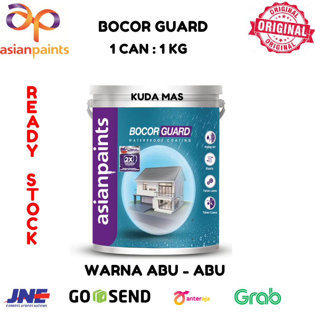 Asian Paint Cat Pelapis anti bocor Bocor Guard Bocorguard 1 Kg Abu-abu Waterproofing Cat Dinding