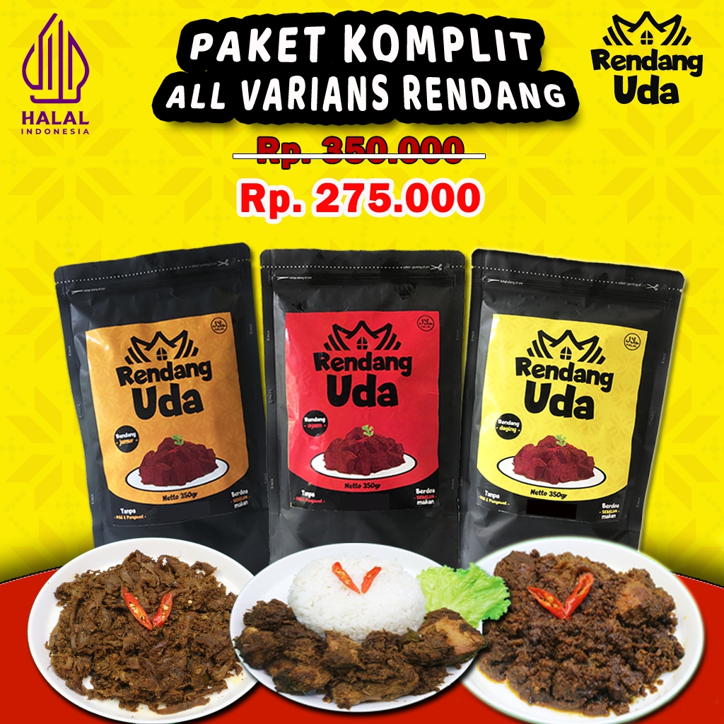 

Paket Hemat Rendang Daging Sapi Ayam Jamur Suwir All Varians Rendang Uda