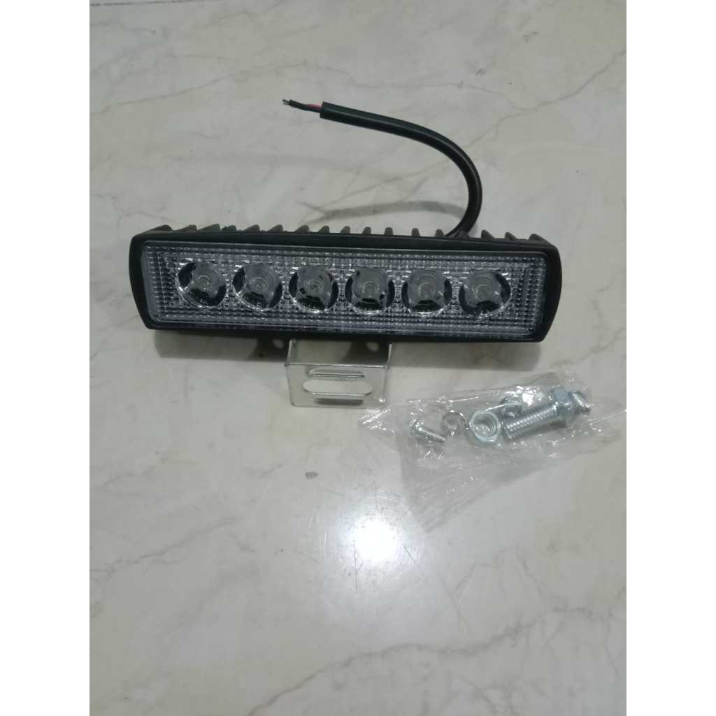lampu sorot 6 mata led bar cree worklight 18w panjang 6mata 12v motor mobil