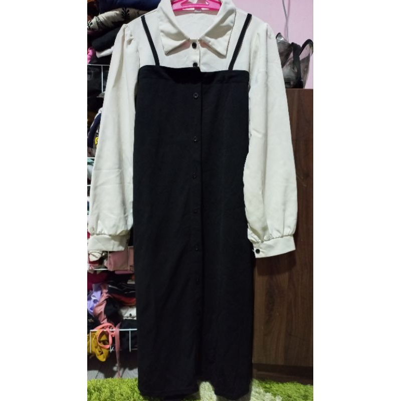 Tunik Dress Unik Korean Look Hitam Putih Preloved