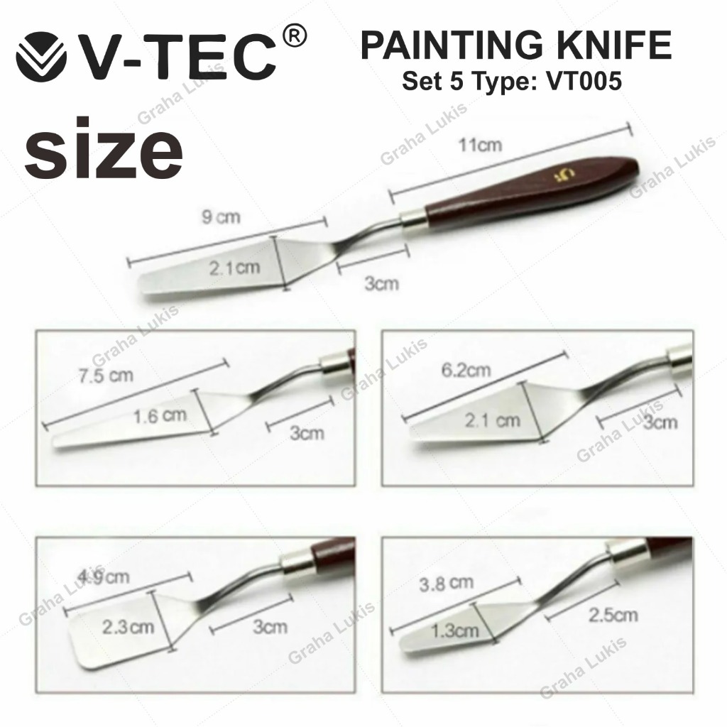

V-Tec Painting Knives Set 5 / Pisau Palet VT-005 V-Tec Painting Knives
