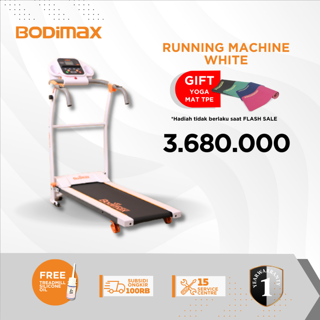 Bodimax New Running Machine Putih - Treadmill / Alat Olahraga / Fitness