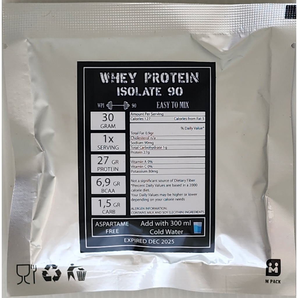 Whey Protein Isolate (Plain) 30gr Sachet, susu whey original