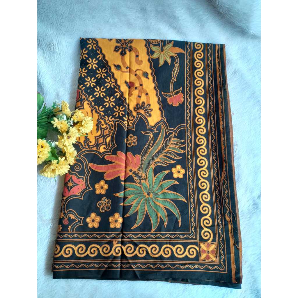 Kain Jarik Motif Batik Bunga Kenanga Hijau Lembaran