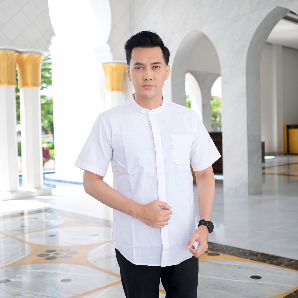 Baju Koko Pria Slimfit Lengan Pendek Katun Premium Kemeja Koko Pria Dewasa Model Slimfit Lengan Pend