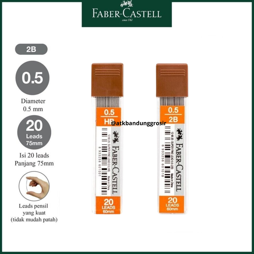 

Refill Pensil Mekanik Faber castell SUPER FINE LEADS 0.5 2B & HB isi 20 isi Pensil Mekanik #127520 & #127525