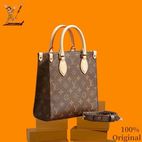 [❤️☝100% asli LV bag]Louis Vuitton LV Sac Plat wanita bag/tas louis vuitton 100% Original/handbag lv