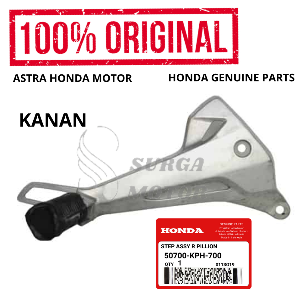 Footstep Pijakan Kaki Belakang Kanan Pillion Honda Supra X 125 Injection Lama Original AHM 50700-KPH