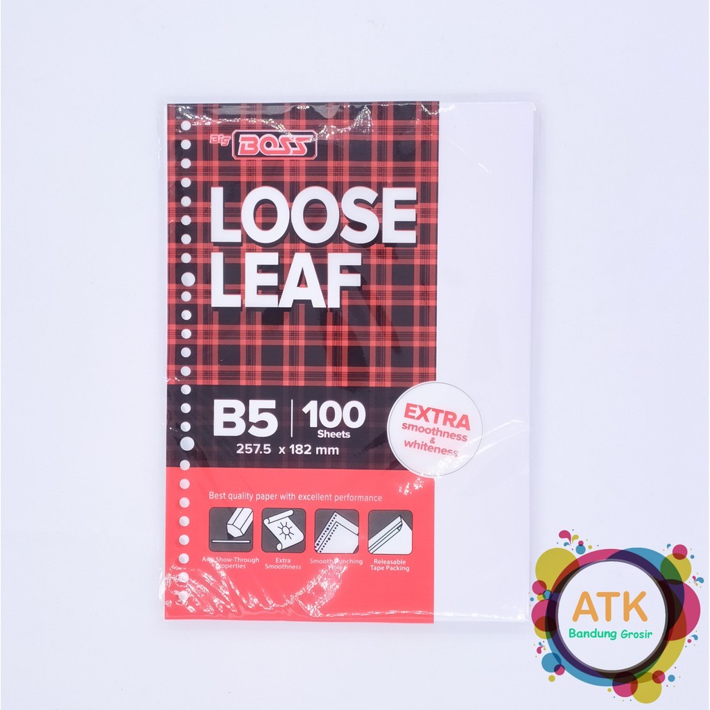 

Loose Leaf Polos Big Boss B5 100 Lembar Refill Kertas Binder Plain