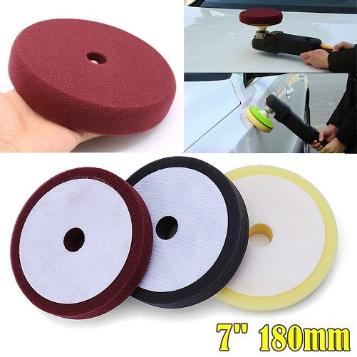 3 Pcs Spon Busa Poles 7 inch Padat Sponge Foam Polishing Disc Pads HQ
