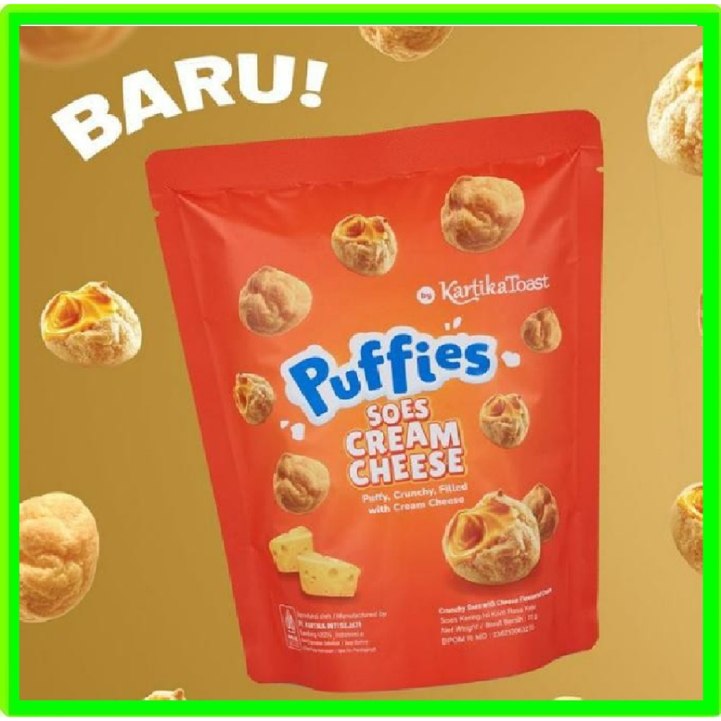 

Puffies Puffy Soes Cream Cheese 72 gr Kartika Sari Puffi keju