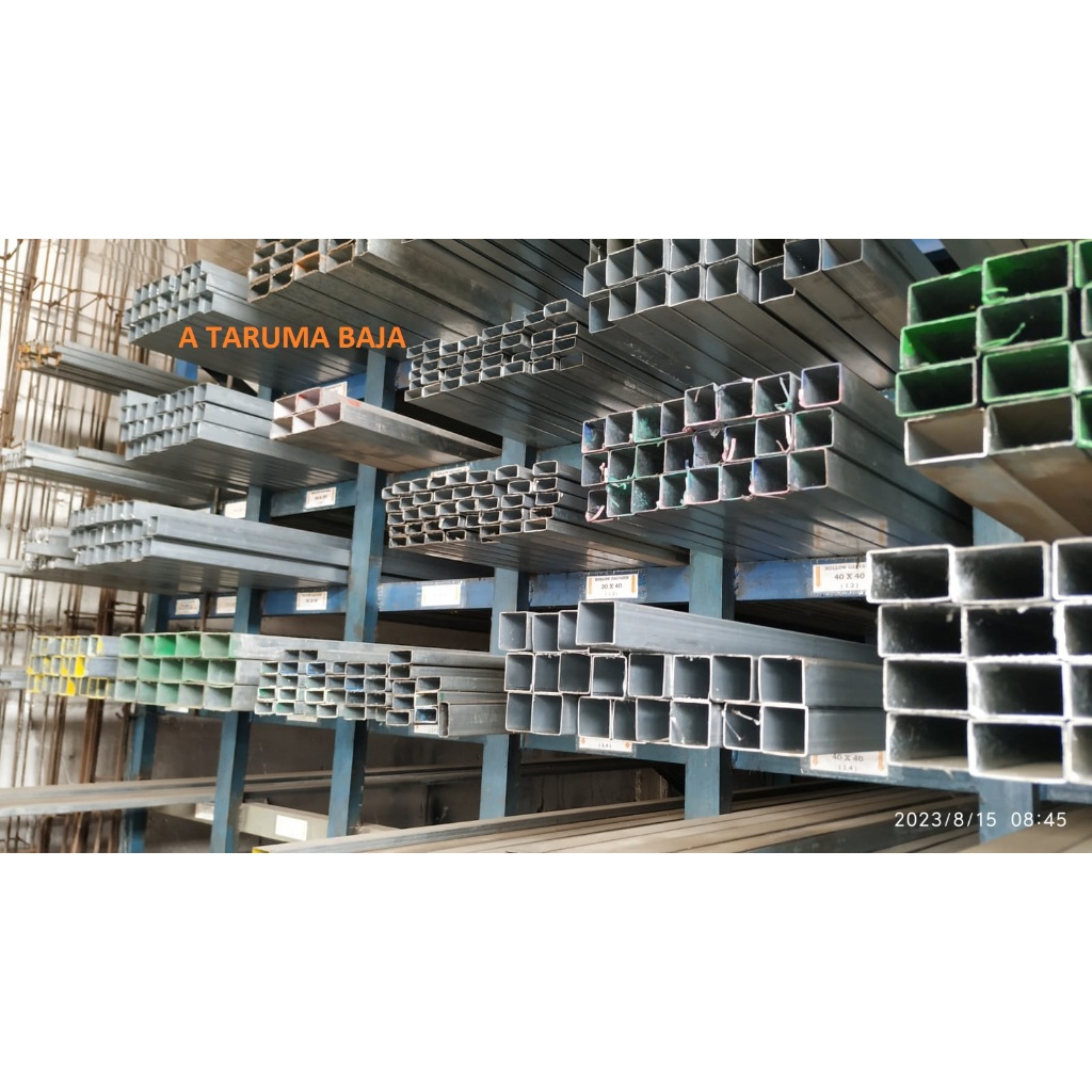 Potongan Hollow Galvanis Uk 40 x 40 x 1.4, Kotak 3.5 x 3.5cm, Panjang 1m s/d 3m