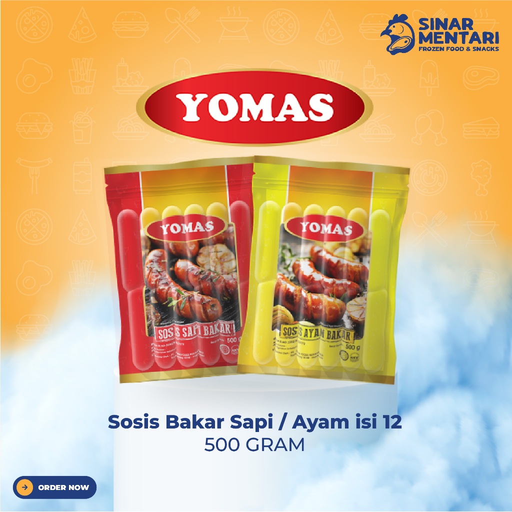 

Yomas sosis bakar sapi / ayam 500 gram isi 12pcs