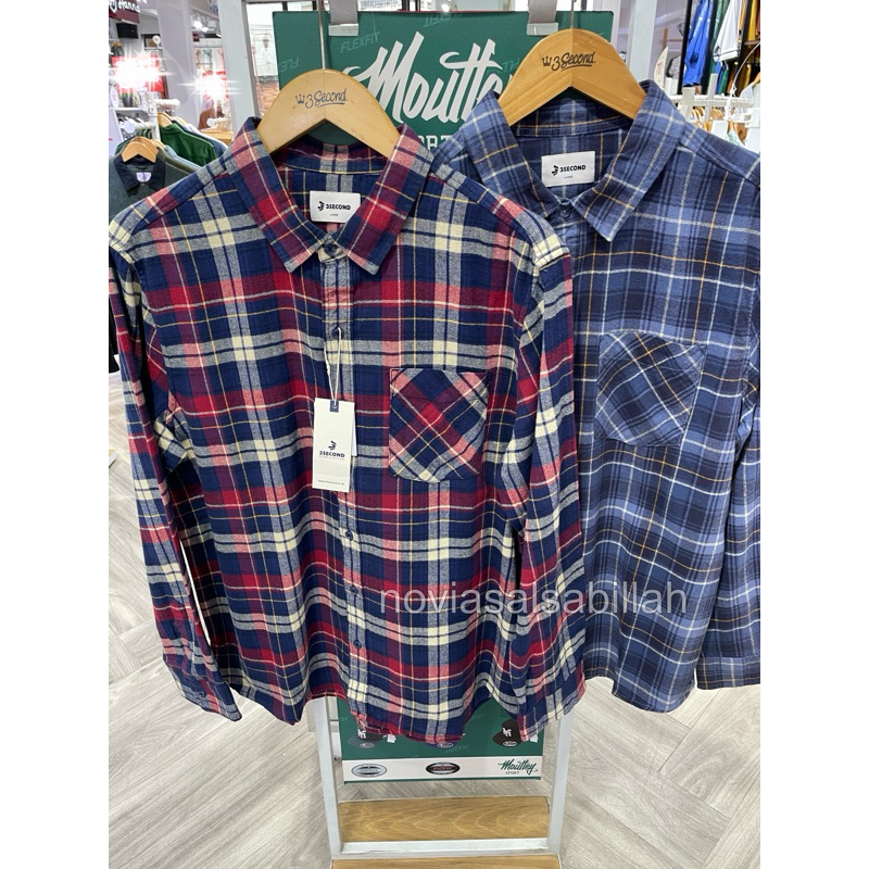 KEMEJA FLANEL 3SECOND MOTIF KOTAK-KOTAK TERBARU ORIGINAL 100%