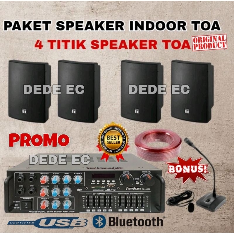 Paket speaker indoor Toa 4 titik speaker Toa untuk indoor mushola