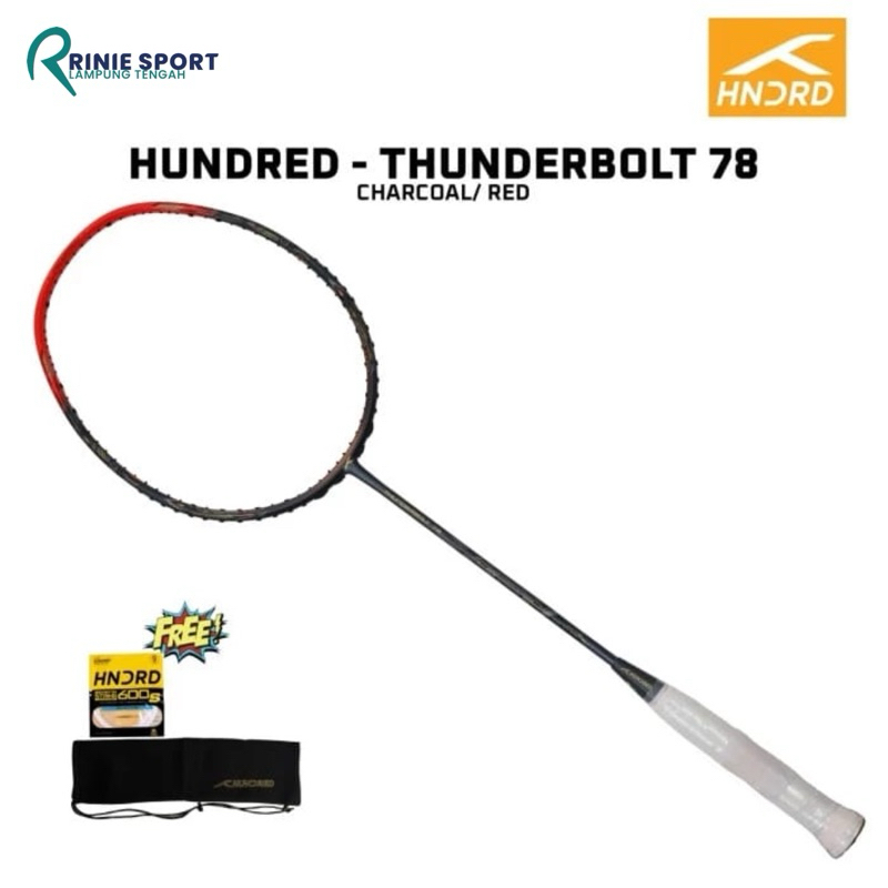 RAKET BADMINTON HUNDRED THUNDERBOLT 78 CHARCOAL/RED